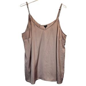 Torrid Women's Cami Size 4 Brown Rhinestone Embellished Silky V-neck Sleeveless